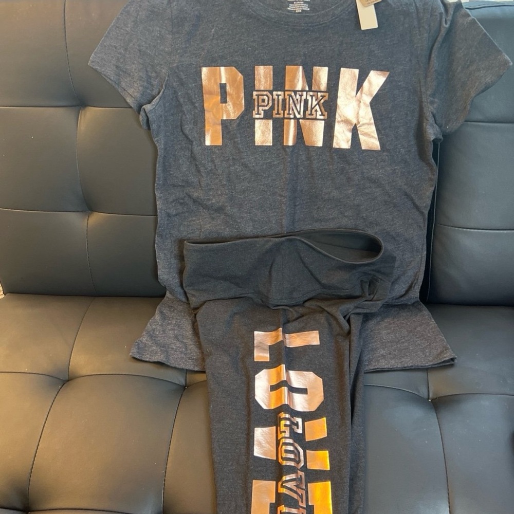 Victoria's Secret PINK Charcoal and Metallic Lounge Set